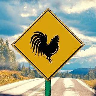 Chicken Xing Metal Tin Sign Warning Road Sign Caution Chicken Vintage Home Decorative Signs Funny Chicken Crossing Metal Art Sign 10x10in Animal Lover Gift Sign for Highway Road Garden