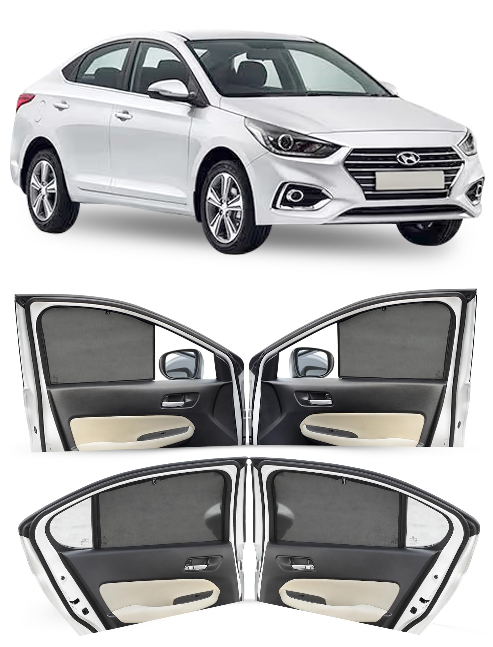 Autofact Car Sunshades for Hyundai Verna Fluidic (2011 to 2016), UV Protection, Useful Car Accessories, Custom fit Sun Shades for Side Windows, Set of 4-image-48
