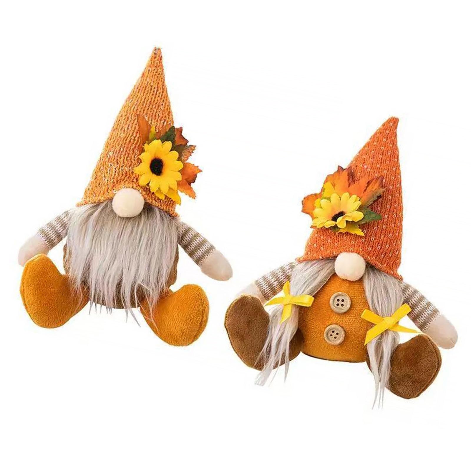 NEWFT 1Pair Handmade Gnomes Ornament for Autumn Festivities Polyester Dwarf Figurines Tabletop Decoration Home Decoration