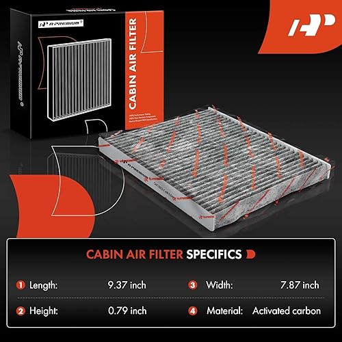 Miniatura 2 de A-Premium Filtro de aire de cabina con carbón activado compatible con Jeep Gladiator 2020-2022, Wrangler 2018-2023 - 2.0L 3.6L 6.4L - Reemplazar #