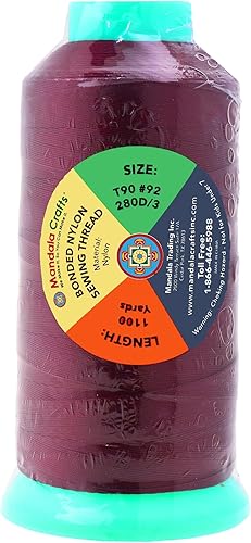 Miniatura 415 de Mandala Crafts Hilos de coser resistentes de nailon consolidado, hilo para tejer jeans de cuero, hilos de tapicería marina al aire libre, Beige