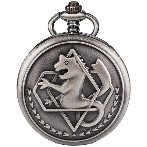 Tiong Pocket Watch Quartz Pocketes Watch with Chain for Cosplay Christmas Valentine's Day Birthday Gifts Fathers Day - TD2166-grey