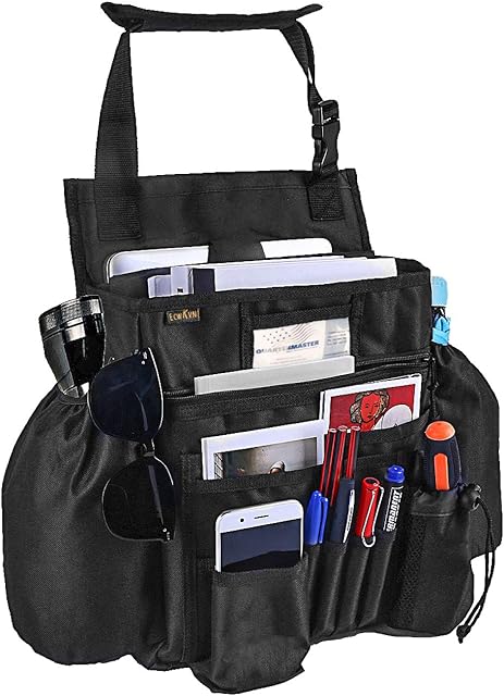 ECWKVN Car Tidy Organiser Back Seat -Van Seat Organiser Front Seat with Dedicated Tablet/Laptop Storage Bag, Car Seat Organiser With Back Adjustable Strap,Easy to Install Trays Organiser