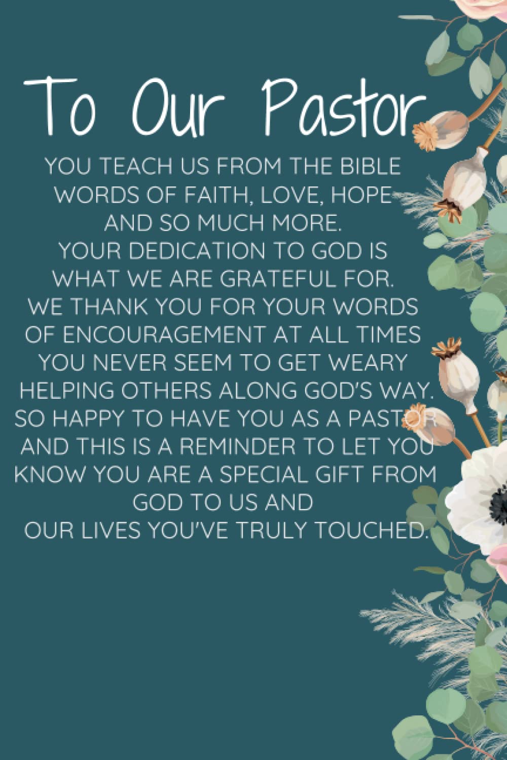 To Our Pastor: Pastor Appreciation and Thank You Gift | Personalized Lined Pages For Daily Reflection/Prayer