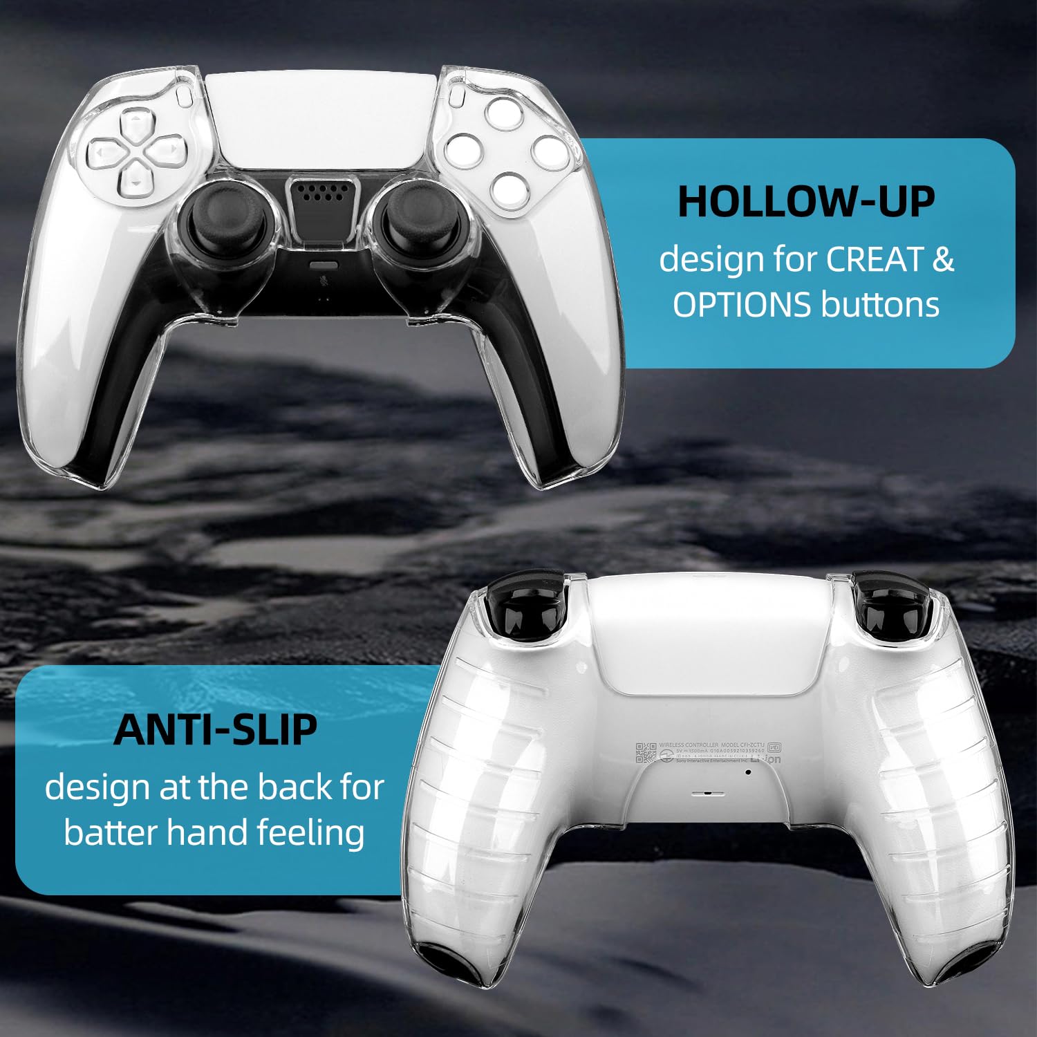 OSTENT Carcasa Protectora de Cristal Transparente Duro, Funda de Piel para Sony PS5 DualSense Wireless Controller