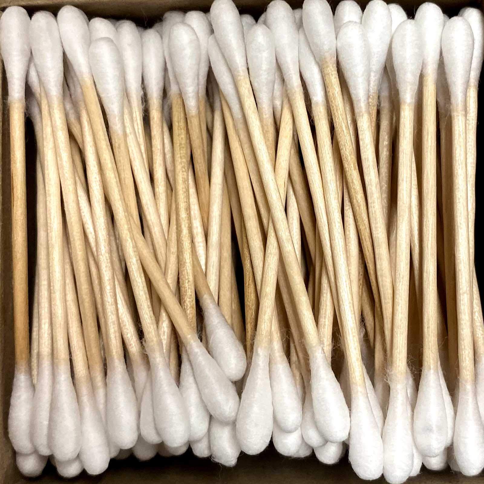 Dispenser di tamponi di cotone con 200 tamponi di cotone di bambù, ecologici, bastoncini di cotone