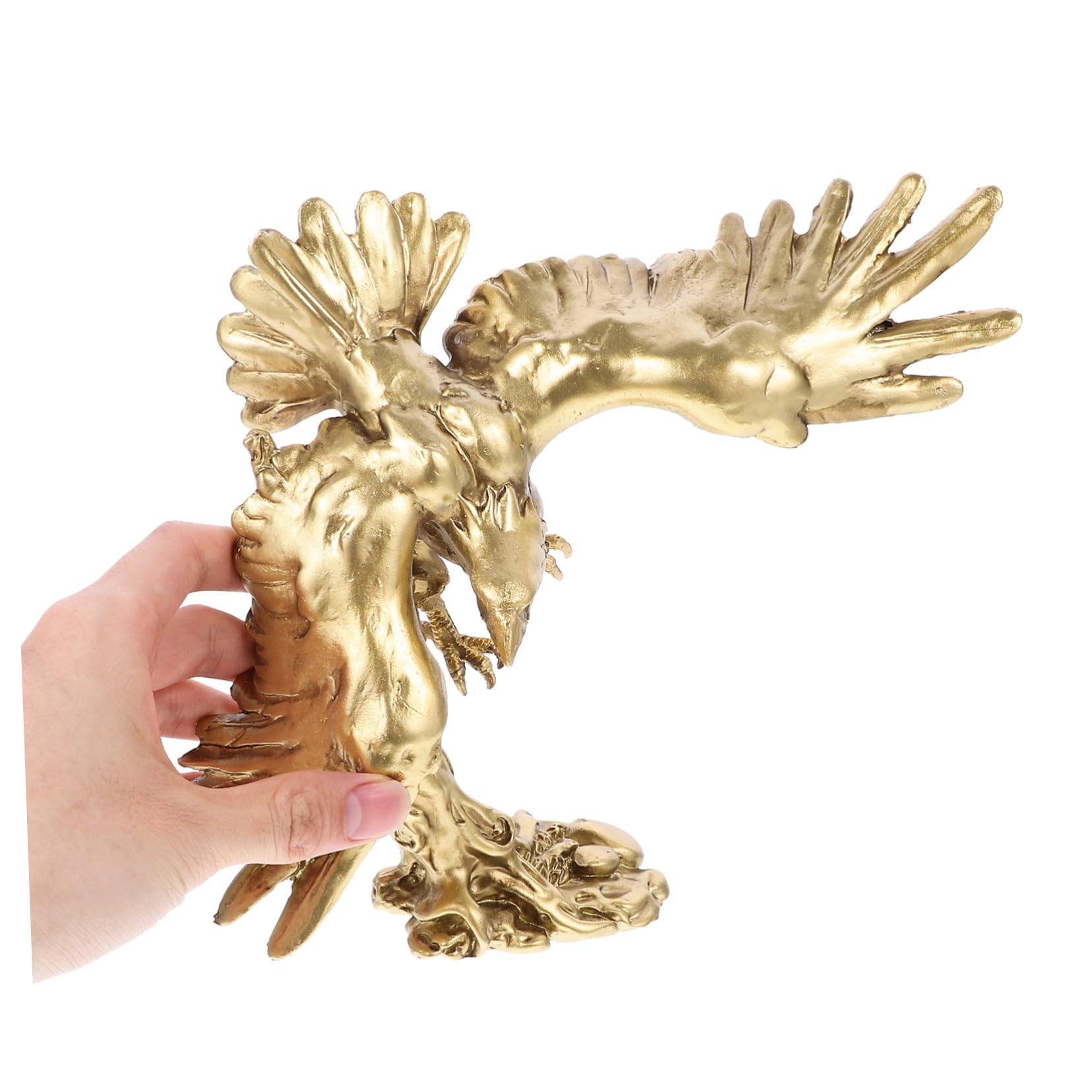 Statua Decorativa Aquila da Tavolo in Resina Oro Finemente Lavorata