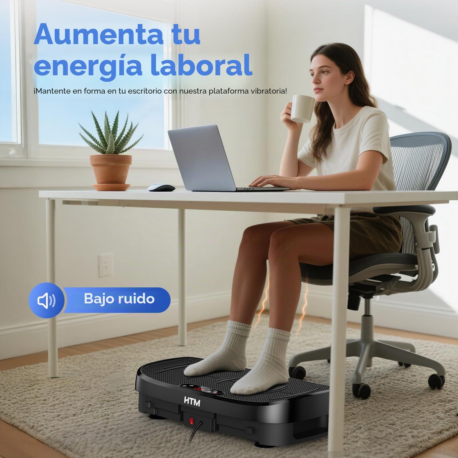 HTM Plataforma Vibratoria Curva para Fitness, Tabla Vibratoria De Cuerpo Completo con Motor De 150W Y Bandas De Resistencia, Capacidad De Carga De 330 Libras, 120 Niveles De Velocidad