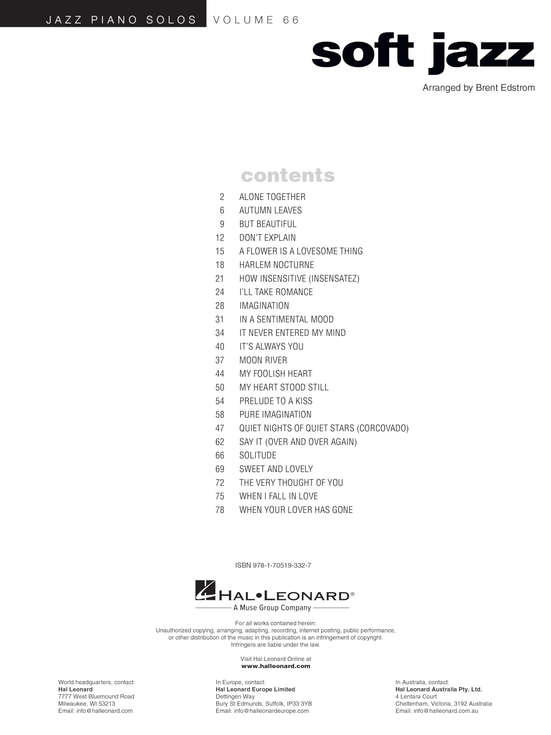 Soft Jazz: Jazz Piano Solos Series Volume 66