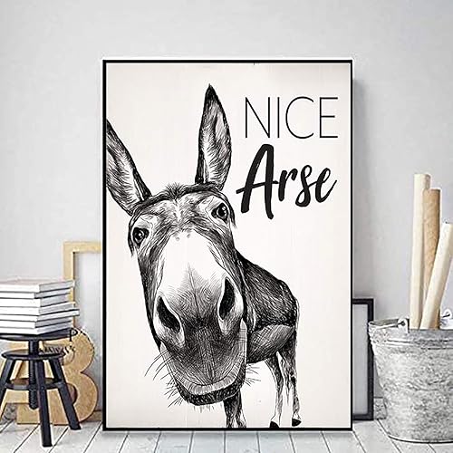 Vista 8 de Fancy Donkey and Co - Póster de jabón de baño con diseño de «Wash Your Hooves», diseño vintage de lindos animales, arte de pared retro de burro, Azul