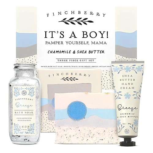 FinchBerry Set de regalo de 3 piezas  Es un niño! Regalo de baby shower, paquete de atención para la nueva mamá y regalos para mamá por primera vez.