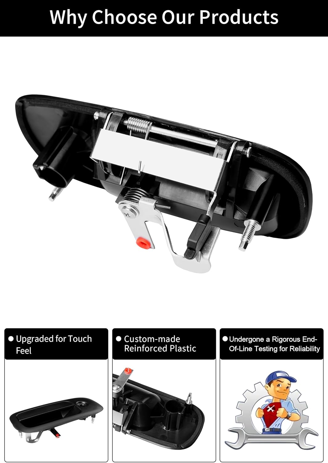 Exterior Door Handle Set, Compatible with 1996-2009 Chevy Express, GMC Savana 1500 2500 3500 4500 Van, Front Left & Right & Rear Right Side | 10359094, 79320, 10359093, 79321, 25866275 Outside Handle
