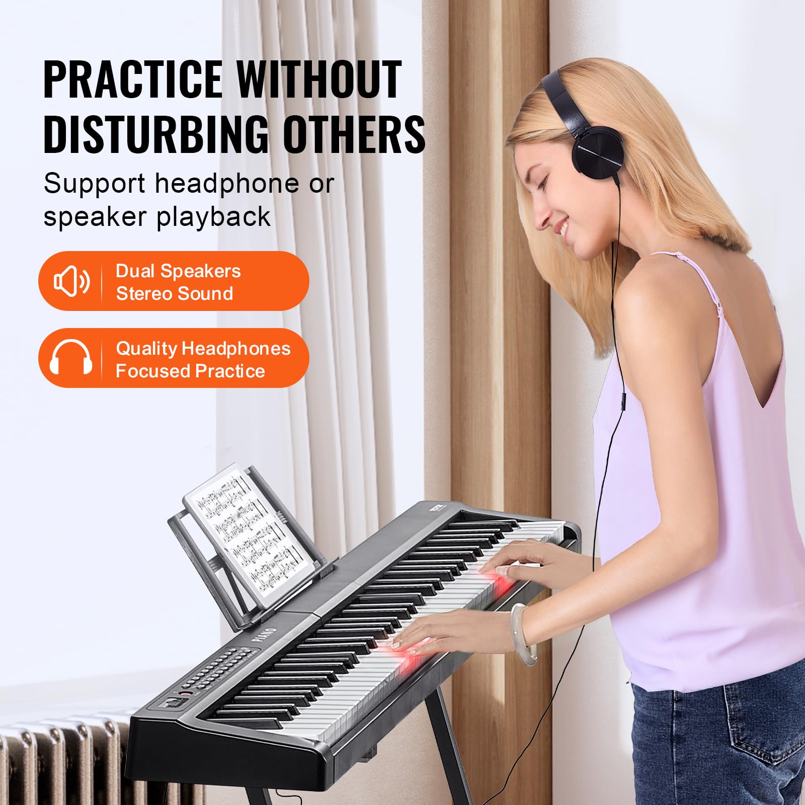 LEADZM Piano Débutant LEADZM Piano Numérique 88 Touches Semi-Lestées - Clavier Bluetooth MIDI Avec Support X Et Pédale | Ideal Débutants Clavier Semi Lesté Bluetooth