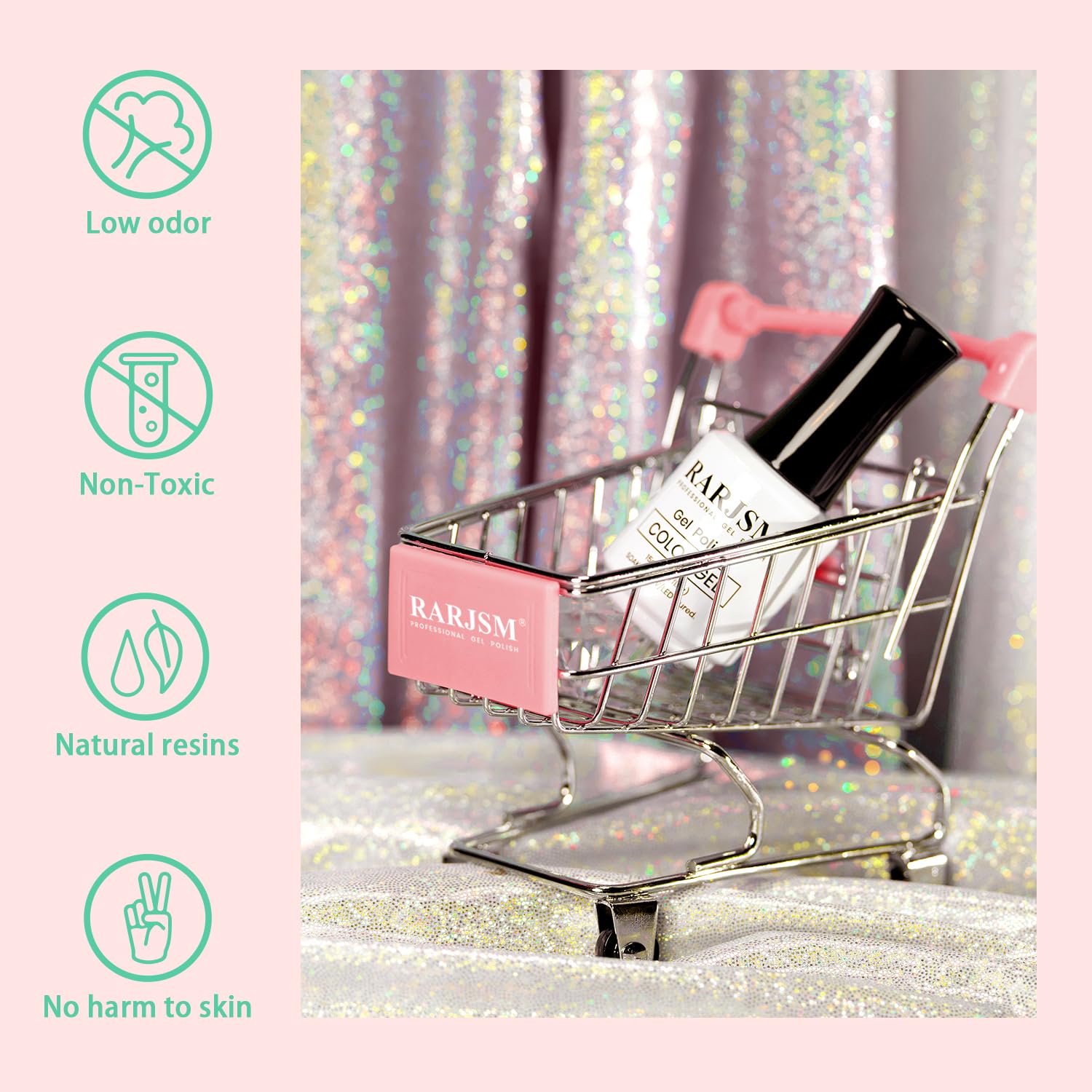 RARJSM Glitter Gel Nail Polish Pink Yellow Green Patel Spring Summer Color Big Flakes Gel Polish Sparkly Chunky Clear Shimmer Pigments Soak off Led UV Curing Required for Home Salon Manicure 15ml