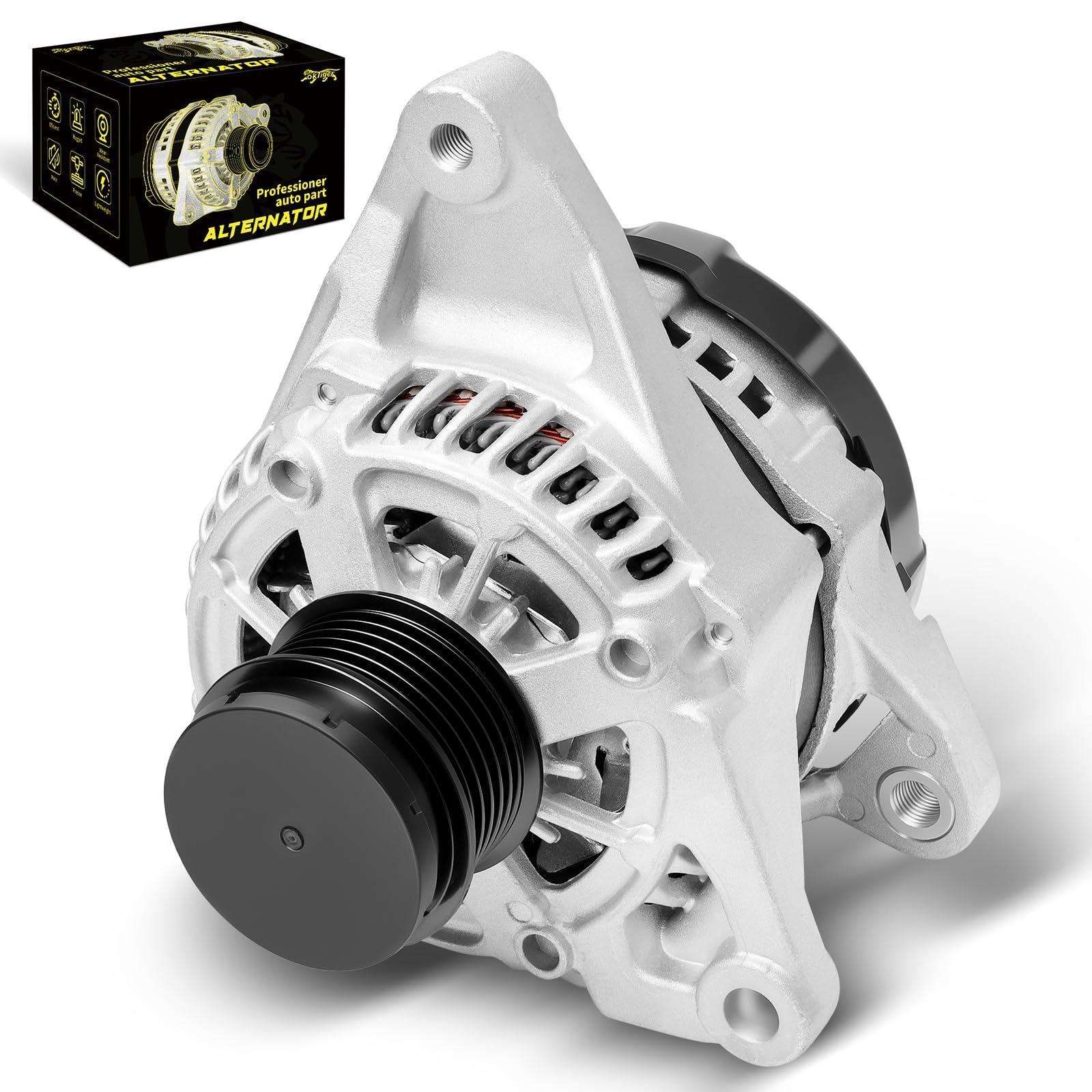 Photo 1 of Oktiger Upgraded Alternator for Toyota for Rav4 2013 2014 2015 2016 2017 2018 Adventure Le Limited Platinum Se Xle 2.5L Front-Wheel Drive Only, L4 12V 125A CW 6-Groove Clutch Pulley, OE 27060-0V140