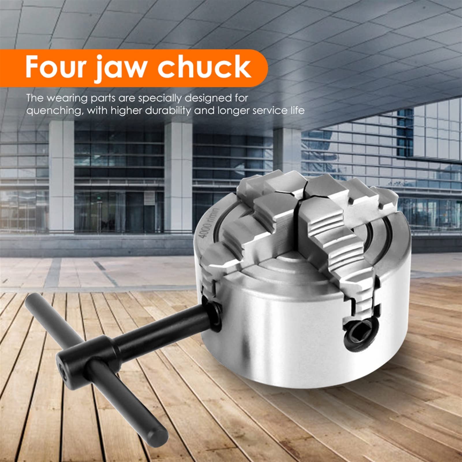 Mandril de Torno, 3/4 Garra Mini Chuck Metal Torno de cuatro mandíbulas Clamp madera Herramienta Agocineo CHUCK CONJUNTO DE PIEZAS TORNO Bricolaje metal T(4-Jaw Z011A)