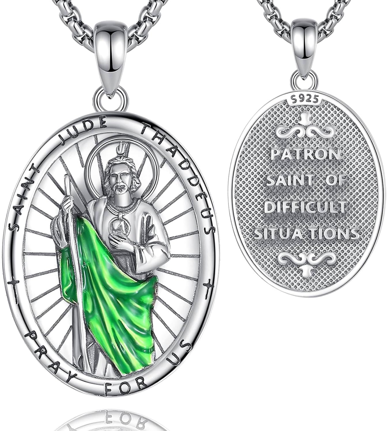 INFUSEU 925 Sterling Silver Religious Protection Medal for Men Women Meaningful Christian Catholic Jewelry