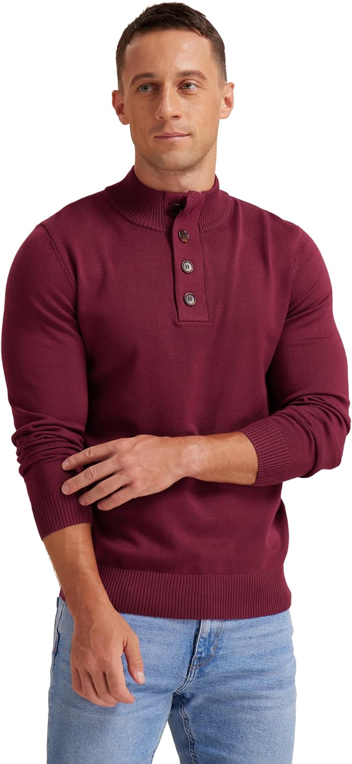 Men's Casual Knitted Mock Neck Pullover Sweater - Image 4
