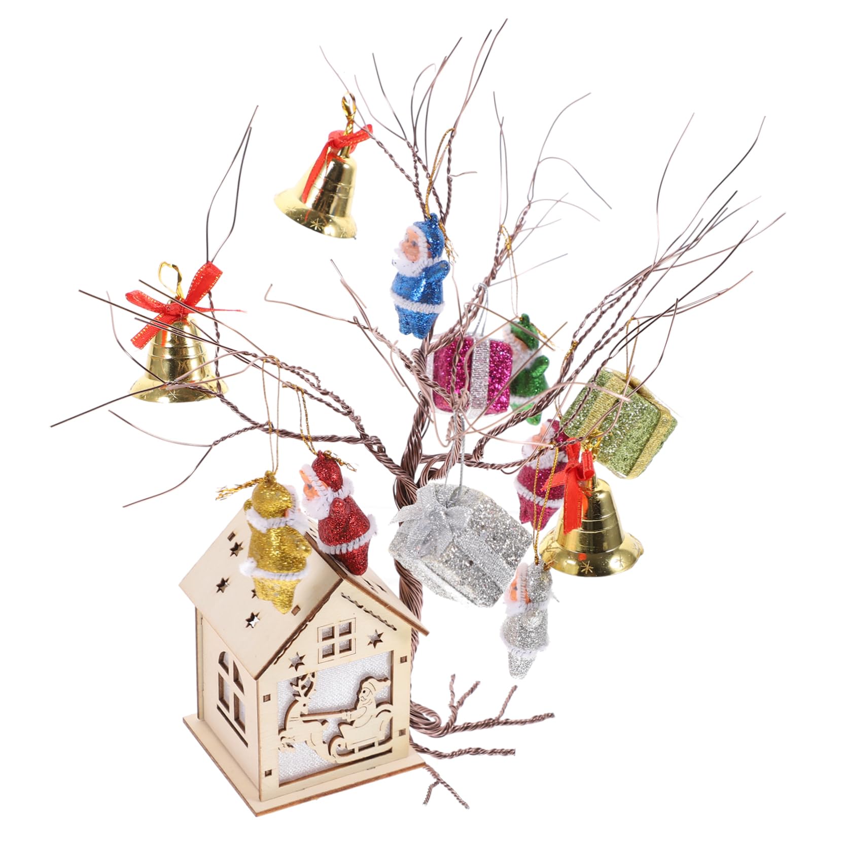 Ciieeo 2 Set Pacchetto materiale natalizio albero di natale artificiale mini giocattolo decorazioni natalizie kit bambini arti fai da te kit artigianali forniture fai da te