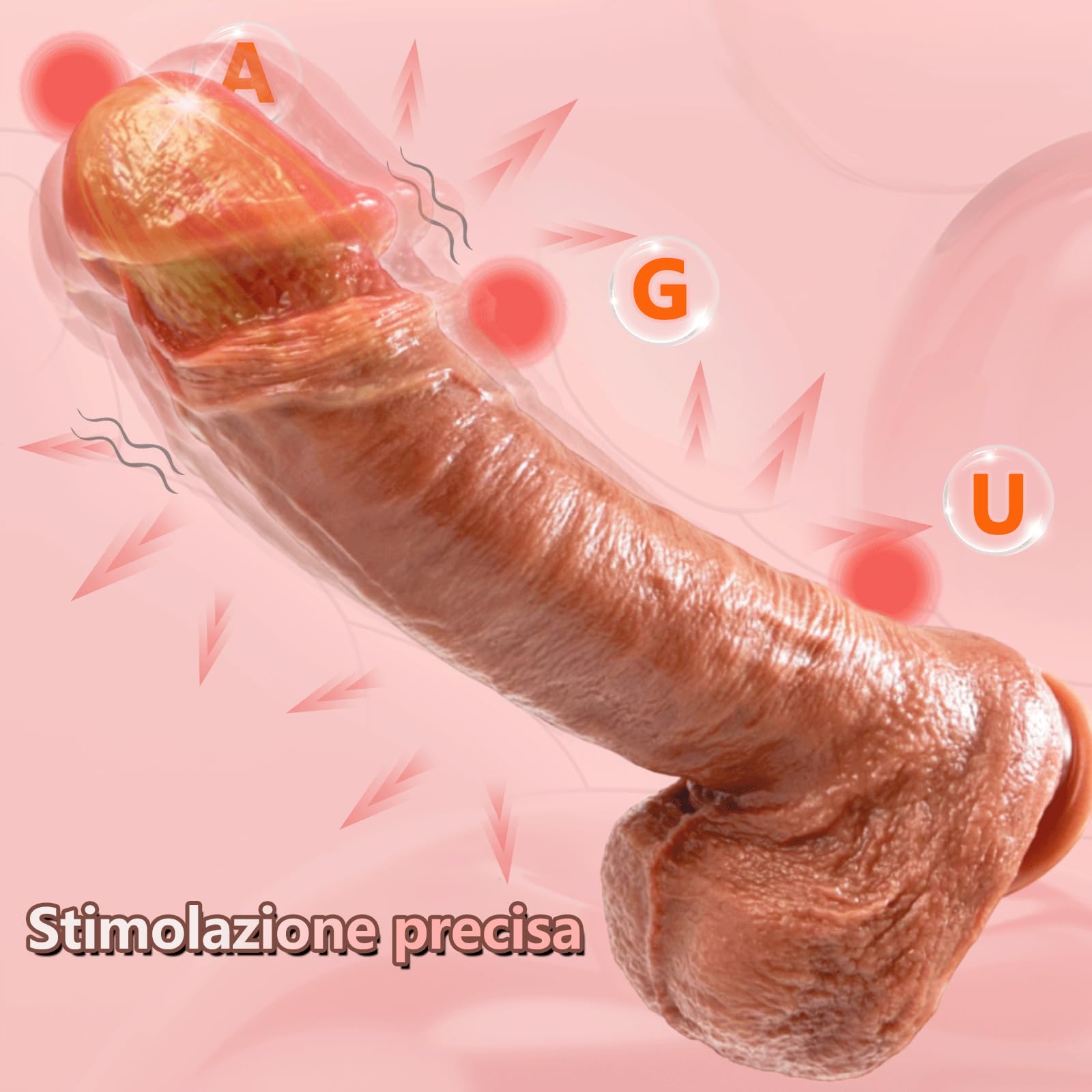 24.5cm Dildo Realistico Vibratoreper Donna Professionale Clotoride Vibratore Anale Pene Realistico XXL Grosso Dildo Anale 5 Spinte 5 Movimento Oscillante Riscaldamento Vibratoreper Donna Professionale
