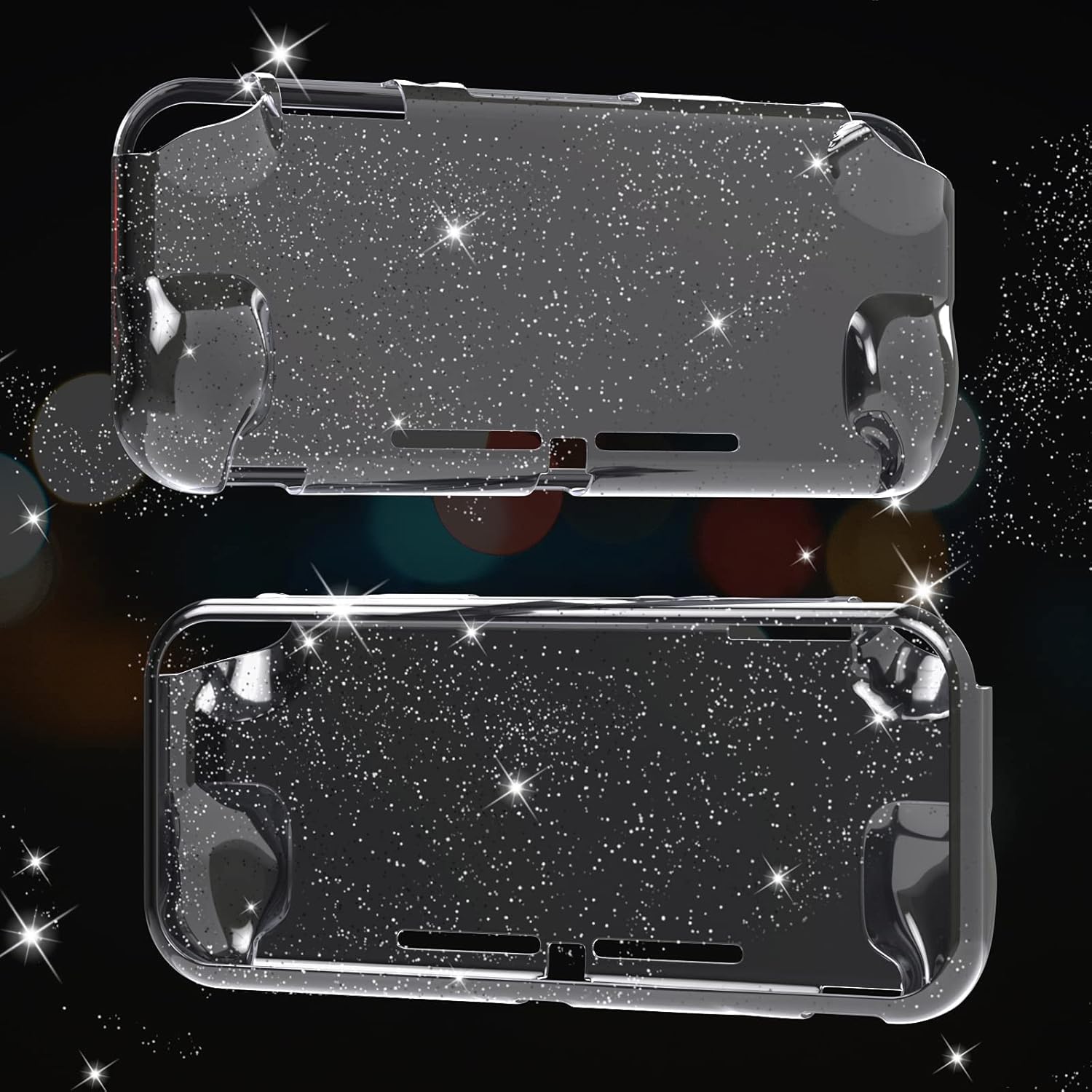 Switch lite クリアグリッターケース Switch lite 保護ケース Switch lite ソフトTPUケース ブラ