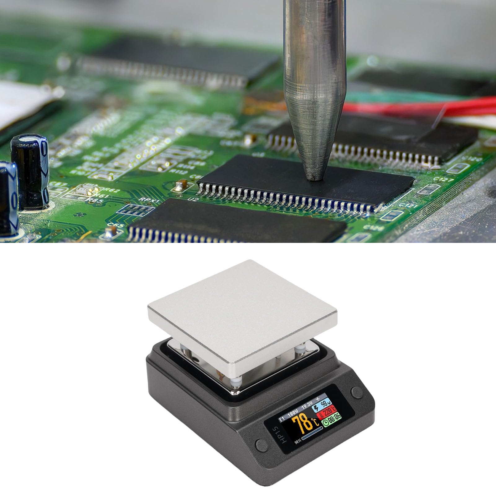 Regulowana Płyta Grzejna do Lutowania, Stacja Podgrzewania Płytek PCB z Ekranem LCD, Temperatura Wejściowa od 176 do 662°F od 30 W 150 W Typu C, Obszar Grzewczy 50 X 50 Mm Użytku