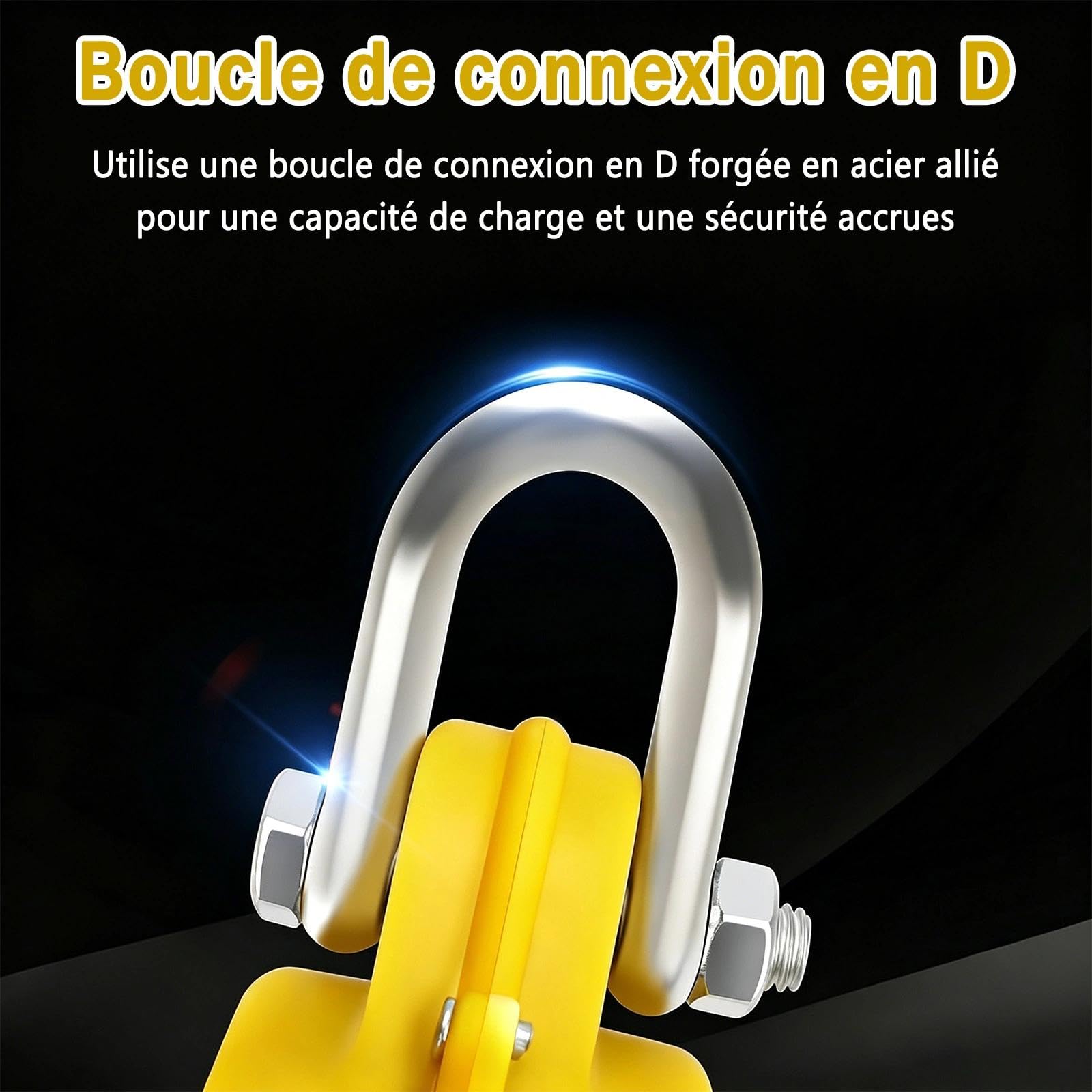 10m Dispositif Antichute a Rappel Automatique, Charge Max 150kg | Harnais de Securite Anti Chute Toiture et Travaux en Hauteur, Stop Chute Toiture avec Crochet Autobloquant 360° (Jaune,10m)