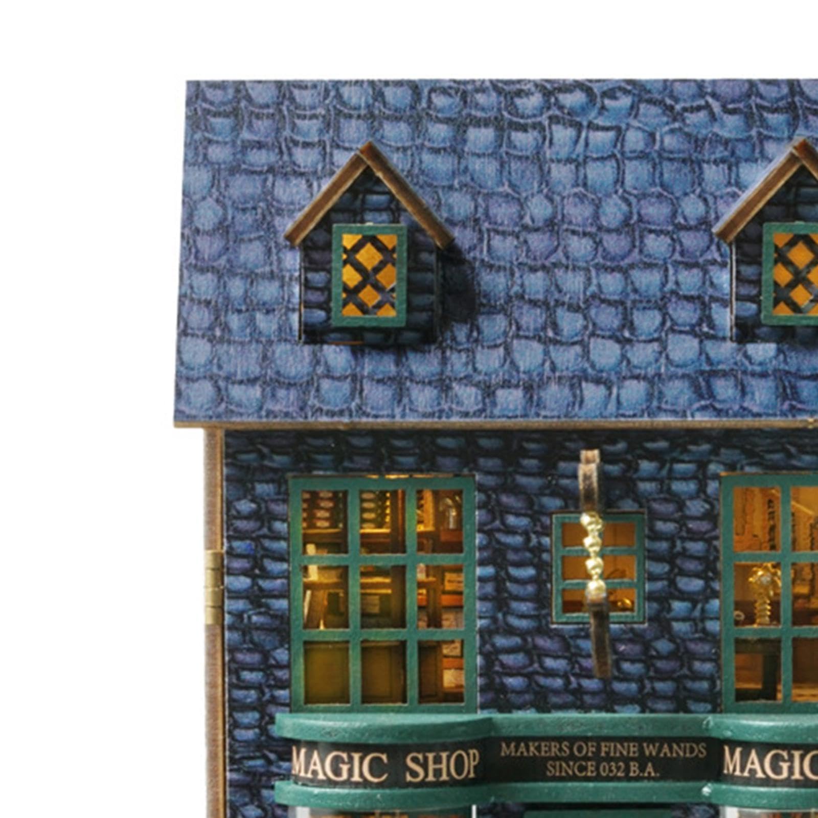 Casa delle Bambole Miniatura Fai da in Legno Kit da Costruzione Modello Artigianale con Mobili Luce LED Adatta per Collezione, Negozio