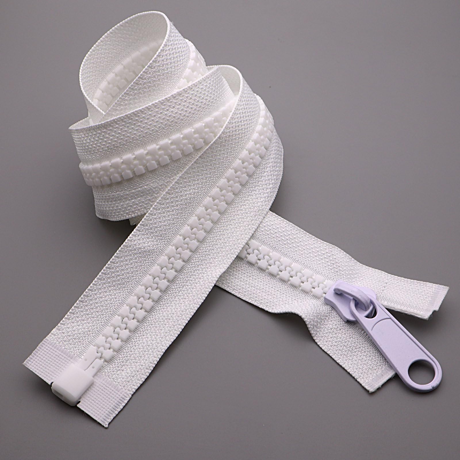 Leekayer 2pcs #10 24 Inch Separating Zipper White Plastic 60cm Heavy Duty Zipper for Sewing Jacket,Vest,Down Coat,Luggage Bags(24 "2pcs)