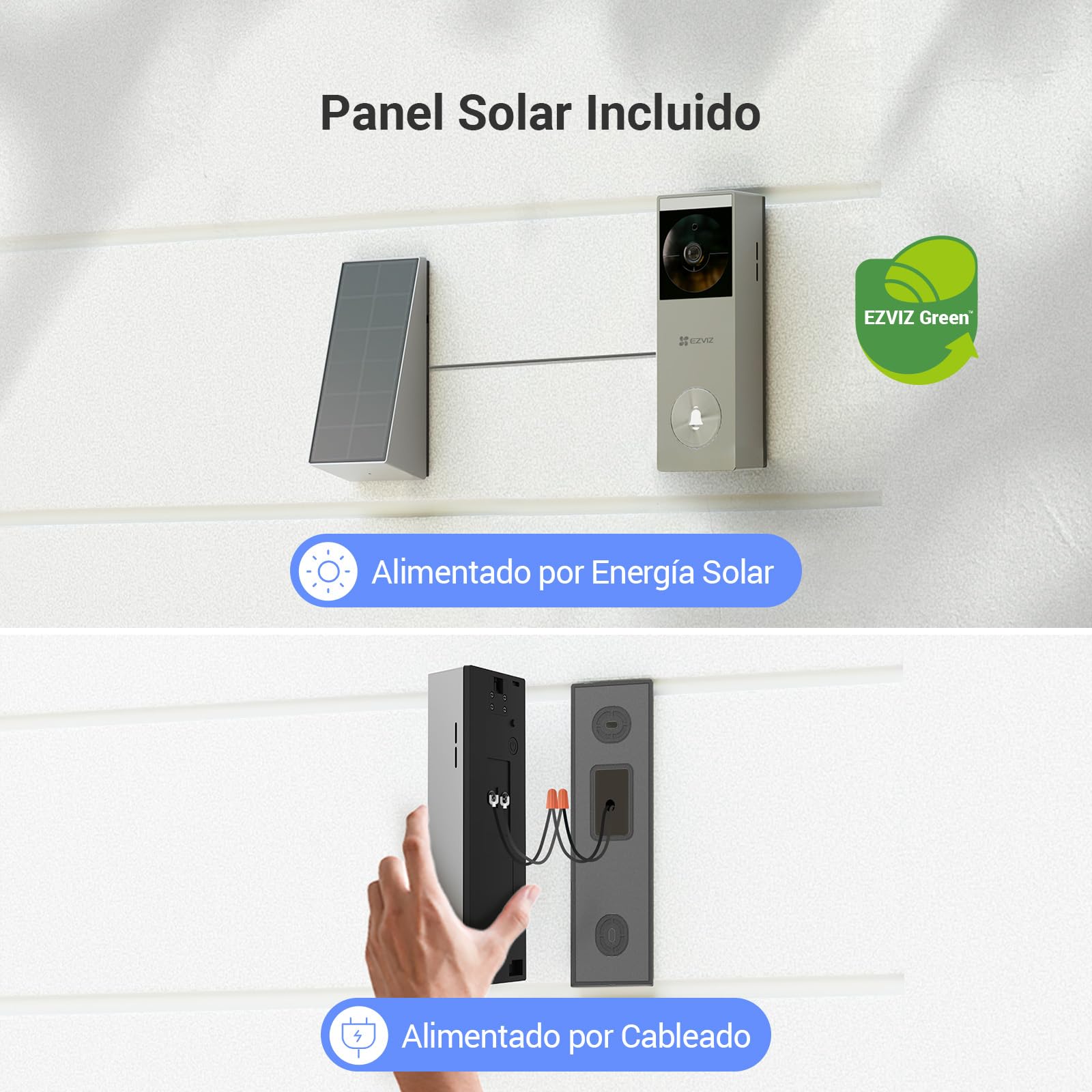 EZVIZ CP3 Pro Chime CH1 Timbre de Video Inalámbrico 2K, Exterior Impermeable, Detección de Personas, Visión Nocturna en Color, Audio Bidireccional, 8GB eMMC