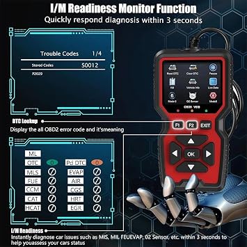 OBD2 Scanner Code Reader Plug-in Car Diagnostic Tool for Check Engine Light Compatible with Most 1996 & Newer Cars, Trucks & SUVs Easy-to-Use OBD II Reader for DIY Mechanics