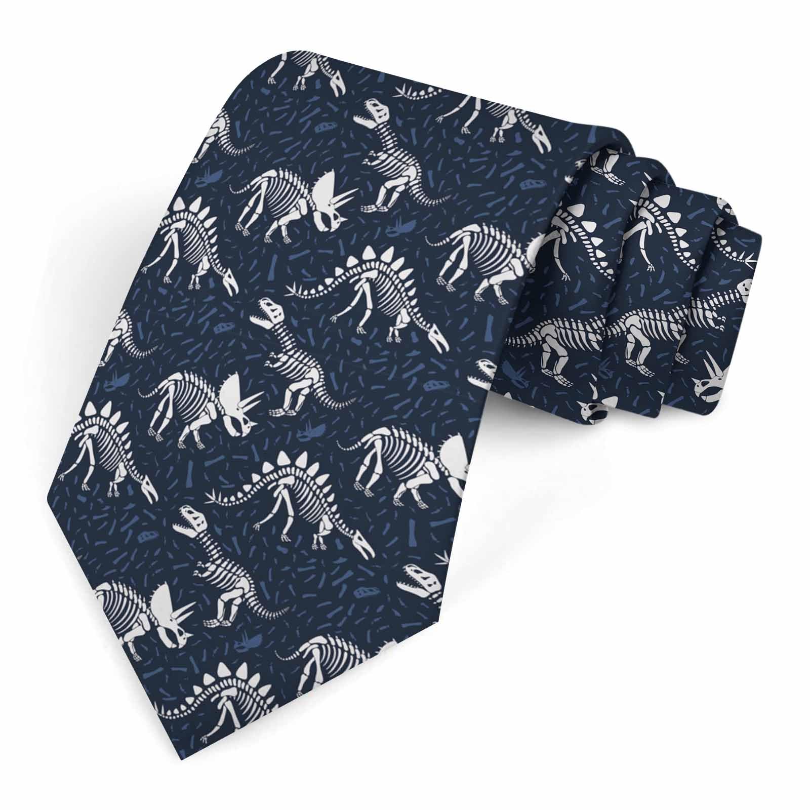 Muntayson Dinosaurs Skeletons Men's Ties Men Novelty Neckties Fashion Neck Tie for Women