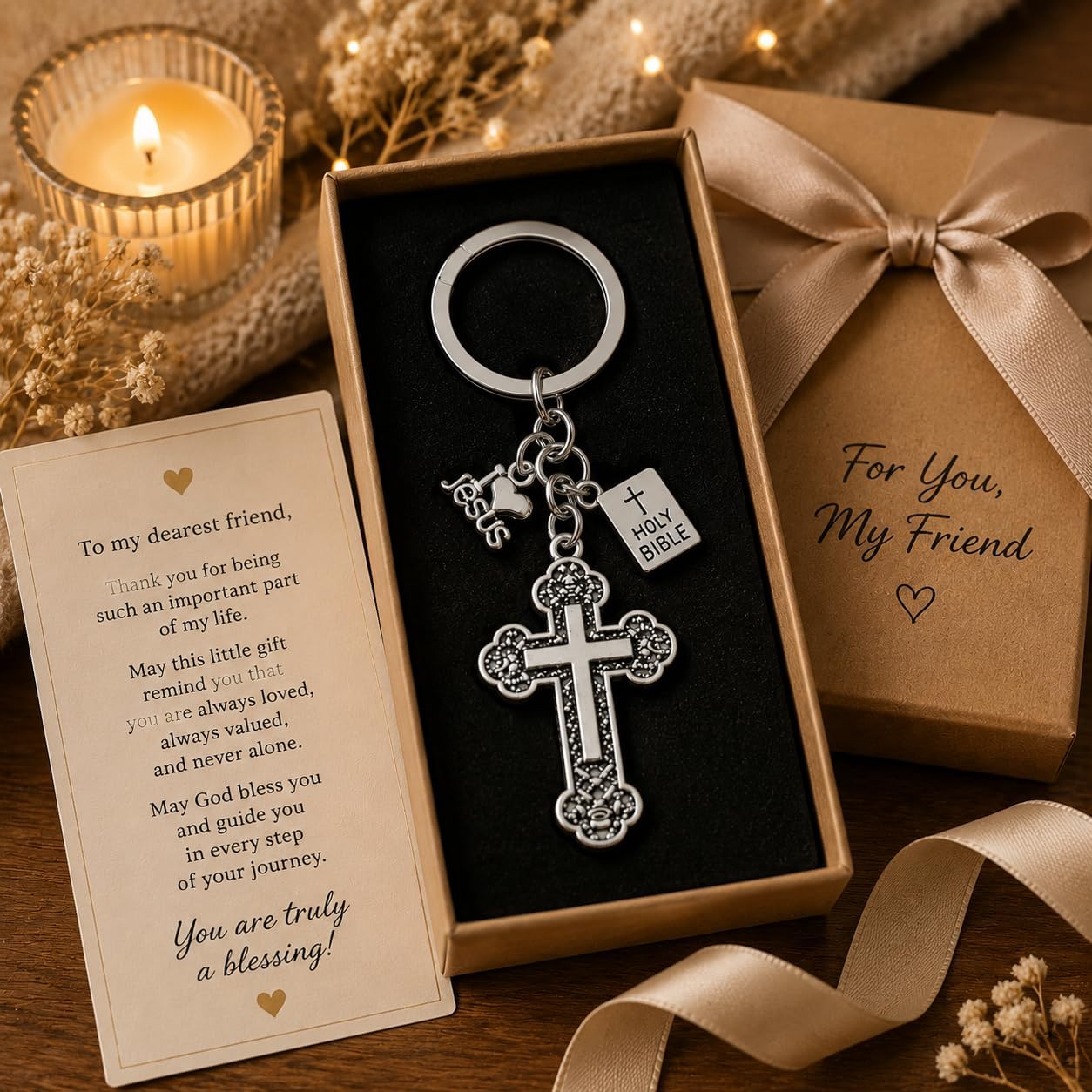 PHAETON 20PCS Cross Key Chains Jesus Cross Book Holy Bible Pendants Keyrings Religious Door Car Key Holders for Christians Easter Prayer Gifts