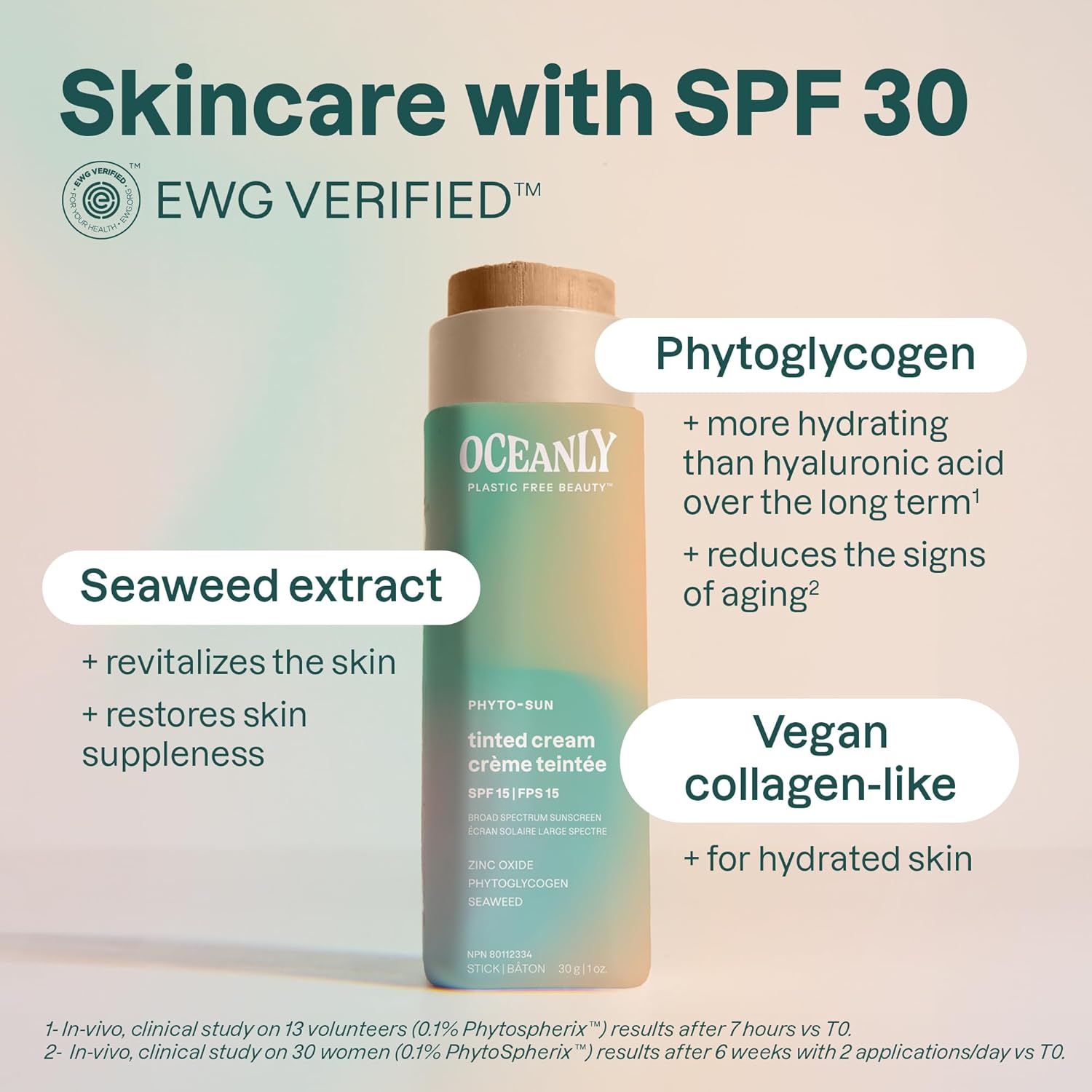 ATTITUDE Oceanly Tinted Face Cream Stick with SPF 30, EWG Verified, Plastic-Free, Broad Spectrum UVA/UVB Protection with Zinc Oxide, Universal Tint, Unscented, 1 Ounce - Image 3