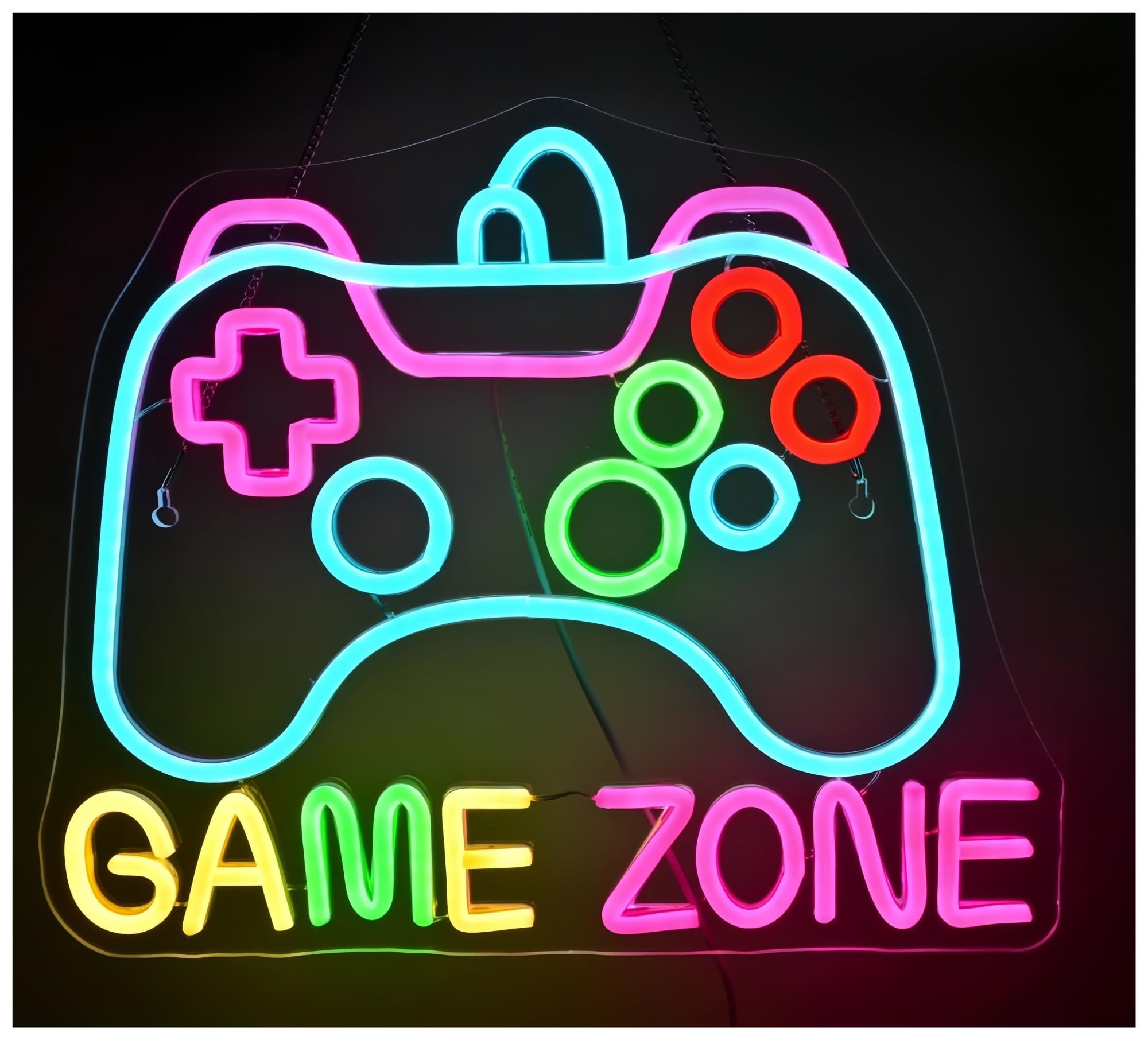Decoración Lámparas Letrero De Neón De Game Zone Para Decoración De Pared, Luces LED Para Gamepad, Decoración De Habitación 39x32cm