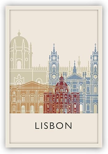 Miniatura 4 de Póster de ilustración de Lisboa, póster de horizonte de Lisboa Portugal, impresión de paisaje urbano y monumento, arte de pared para el hogar de