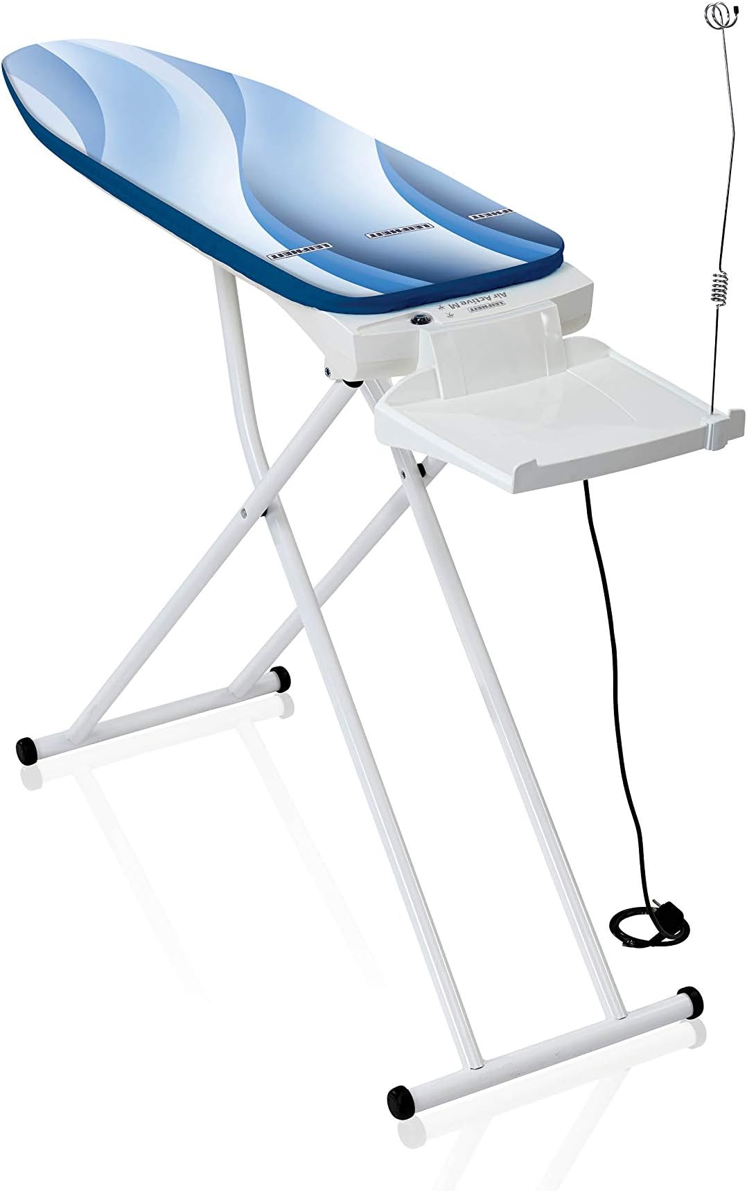 Leifheit Air Active M ironing board with active functions, ironing board with large ironing surface, ironing board for steam ironing stations with inflation function, metal