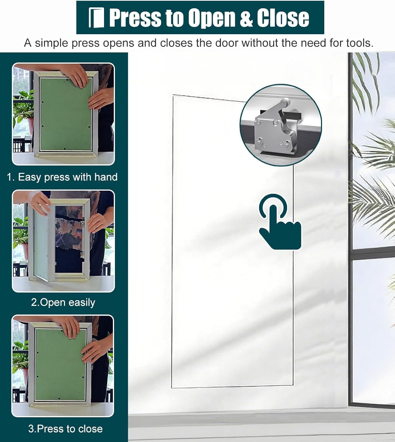 Ukryte drzwi wejściowe do płyt gipsowo-kartonowych z aluminiową ramą. Duży panel osłonowy z płyt gipsowo-kartonowych(20x32in (50x80cm))