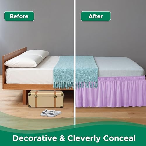 Vista 285 de Biscaynebay - Faldón envolvente matrimonial y matrimonial XL de 15 pulgadas, con volantes, elástico, ajustable, gris plateado, resistente a las Gris