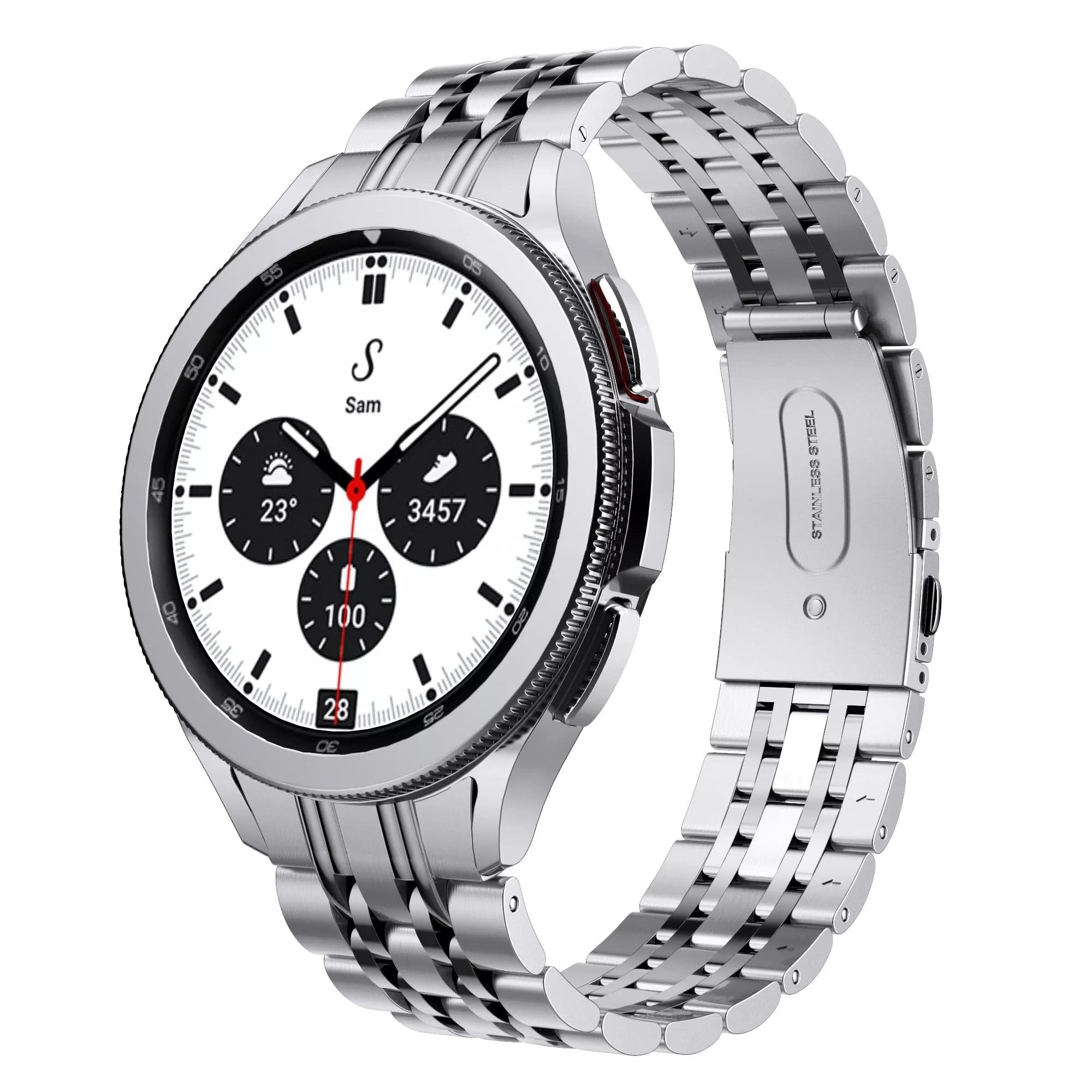 Dado Stainless Steel Replacement Band Compatible with Samsung Galaxy Watch 6 Classic 47mm | Watch 5 Pro 45mm | 4 Classic 46mm, NO Gap/Zero Gap Stainless Steel Quick Release Watch Band