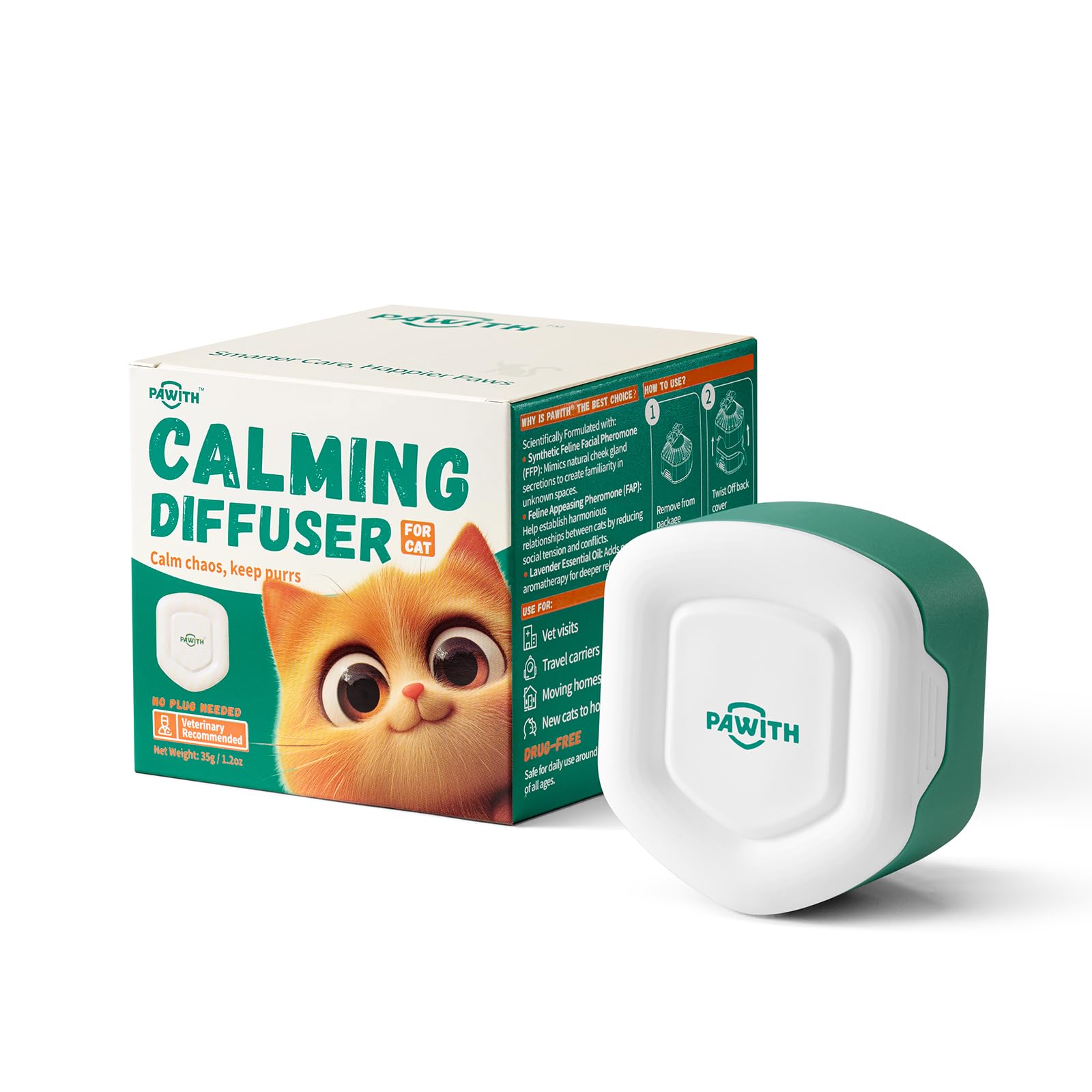 Cat Calming Gel Diffuser for Travel – Pheromone Diffuser for Cats & Kittens to Reduce Anxiety and Stress-Related Behaviors, No Electricity Needed, Long-Lasting Enhanced Calming Aid (1 Pack)