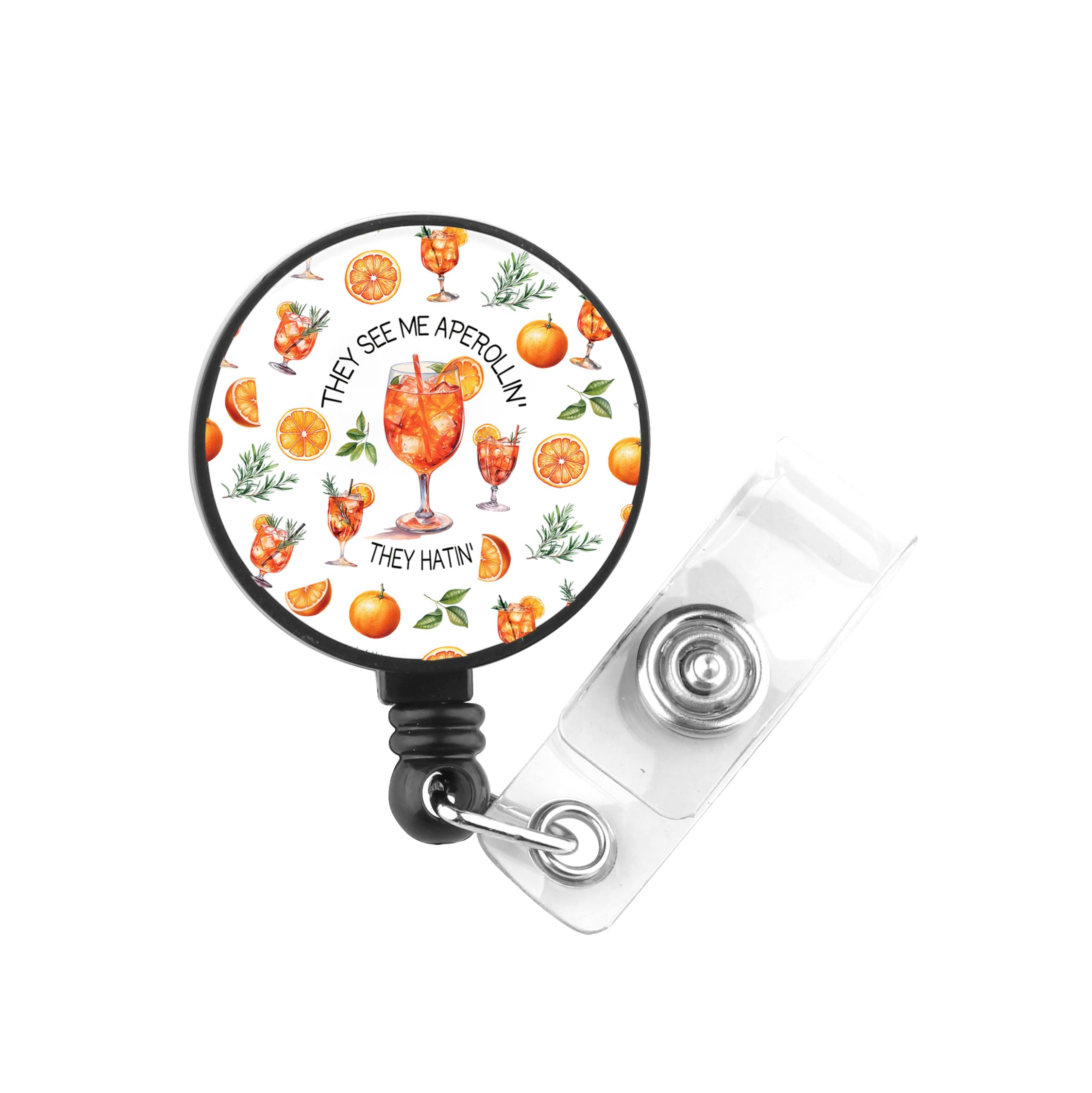 PLITI Aperol Spritz Gift Italian Summer Spritz Gift They See Me Aperollin' They Hatin' Nursing ID Reel for Cocktail Lover (aperollin Hatin badgeU)