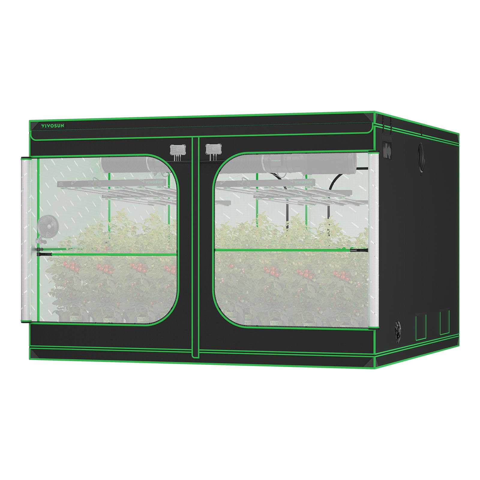 VIVOSUN P108 120"×120"×80" PRO Grow Tent 10x10 ft, with Thick 1 inch Poles, Strengthened High Reflective Mylar Oxford Fabric, Extra Hanging Bars &amp; High CFM Kit for Hydroponics Indoor Plant