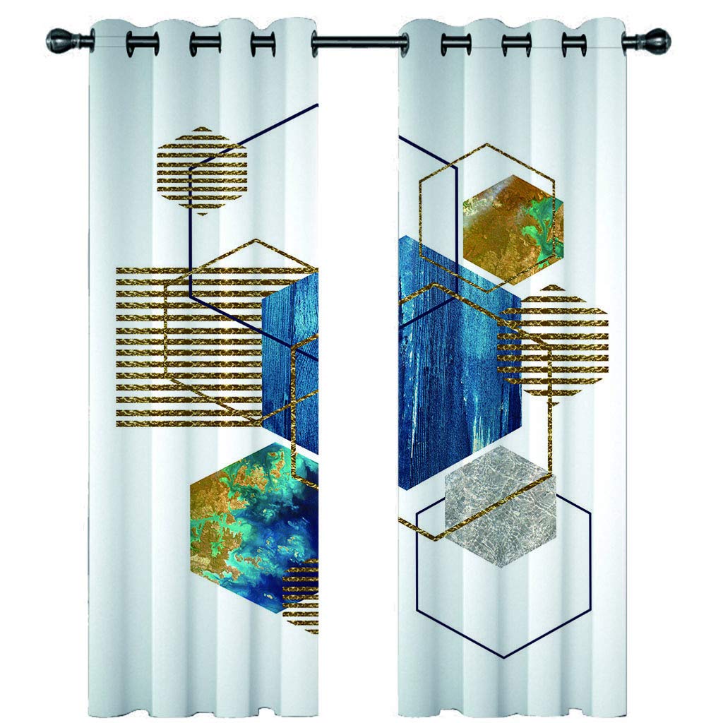 Rideaux acoustiques occultants isolants thermiques à oeillets motif géométrique 3D