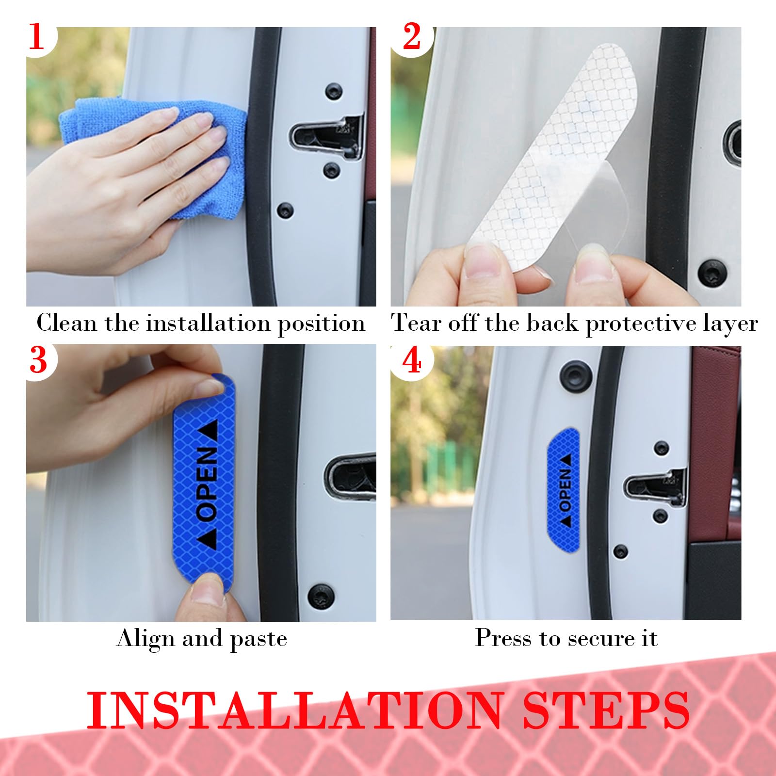 Pegatinas Reflectantes Para Puertas De Coche | Impermeables Y De Alta Visibilidad Para Conducir De Noche Con Seguridad