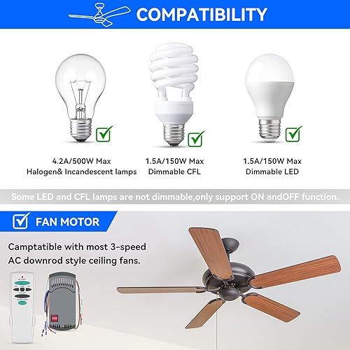 Miniatura 3 de Kit de control remoto universal para ventilador de techo con luz de repuesto para Hampton Bay Harbor Breeze Hunter UC7067RC Kit y control remoto