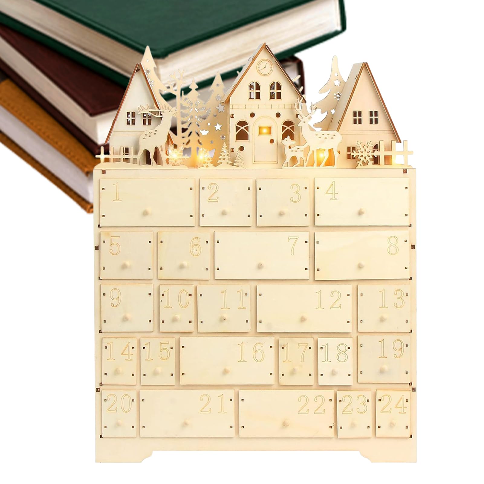 Calendario 'Avvento Di Natale Con Conto Alla Rovescia Decorazione In Legno | Calendario Di Natale In Legno Con Luce LED Per Famiglia Donne Uomini Bambini Ragazzi