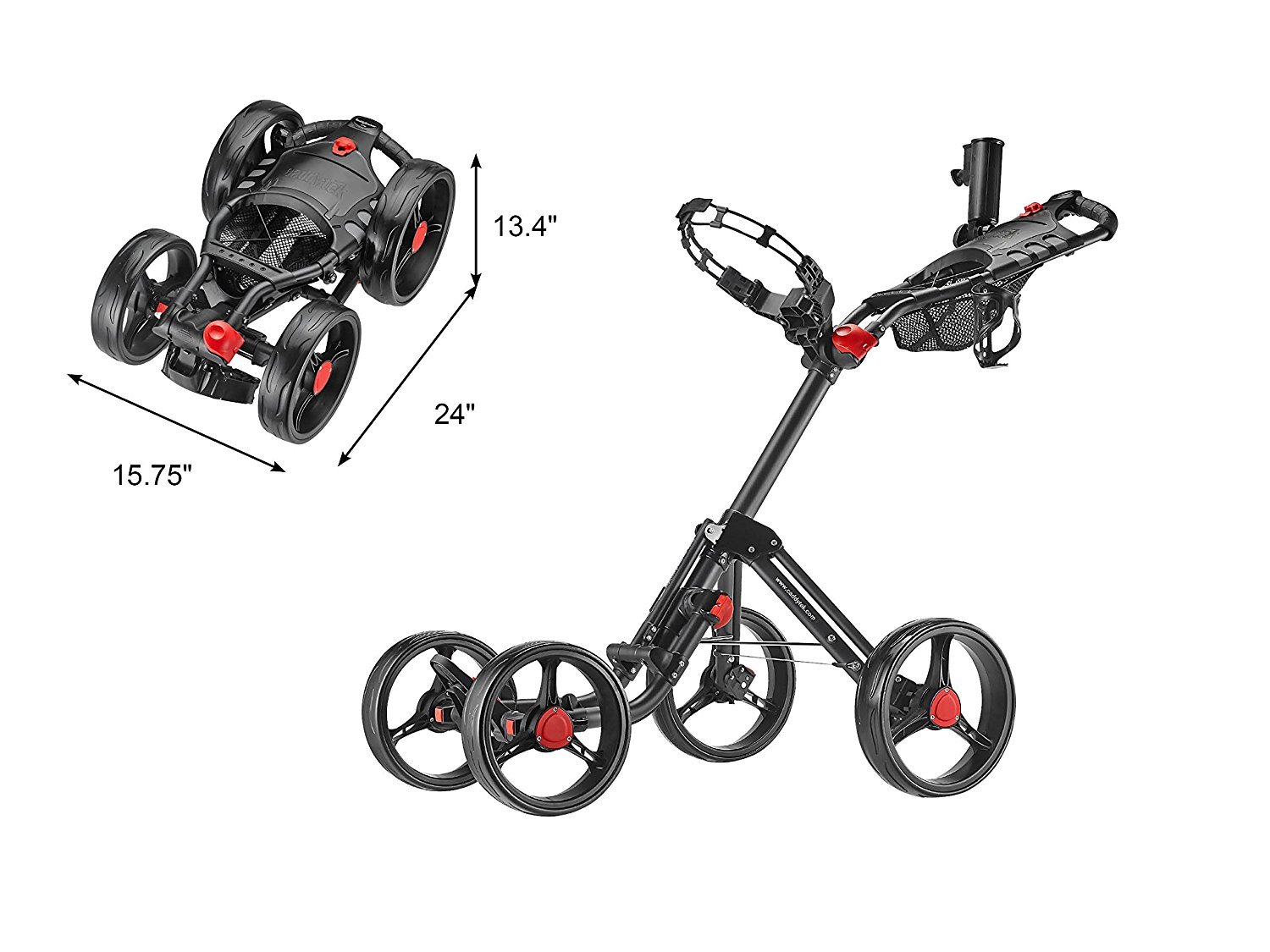 CaddyTek Superlite Explorer - Carrito de Golf con 4 Ruedas, Color Gris Oscuro