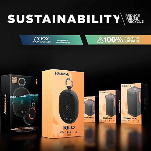 Miniatura 8 de Terrain XL Altavoz Bluetooth inalámbrico - IPX7 impermeable altavoz portátil, batería de 18 horas, muñequera de nailon, verdadero estéreo inalámbrico