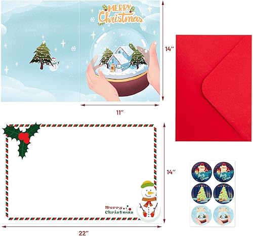 Miniatura 3 de FANCY LAND Tarjetas de felicitación jumbo de Feliz Navidad, tarjetas de Navidad grandes con sobres para decoraciones de fiestas navideñas,
